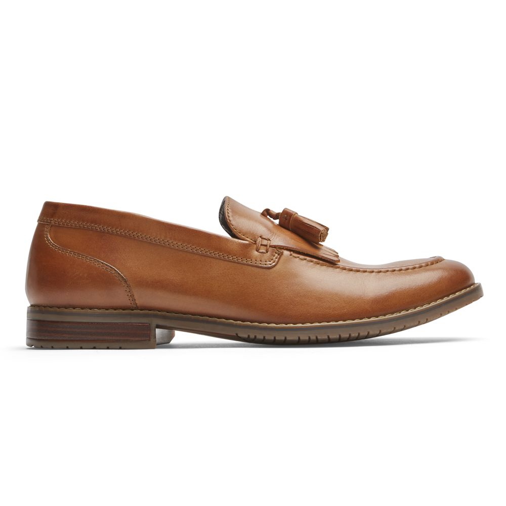 Rockport Men's Style Purpose 3 Tassel Slip-Ons Loafers - Cognac - USA (8467OYQTB)